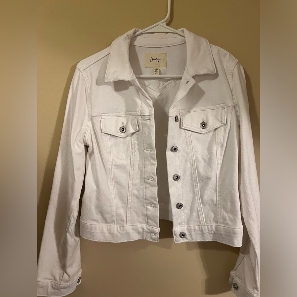 Large White Jessica Simpson Stretch Denim Jacket